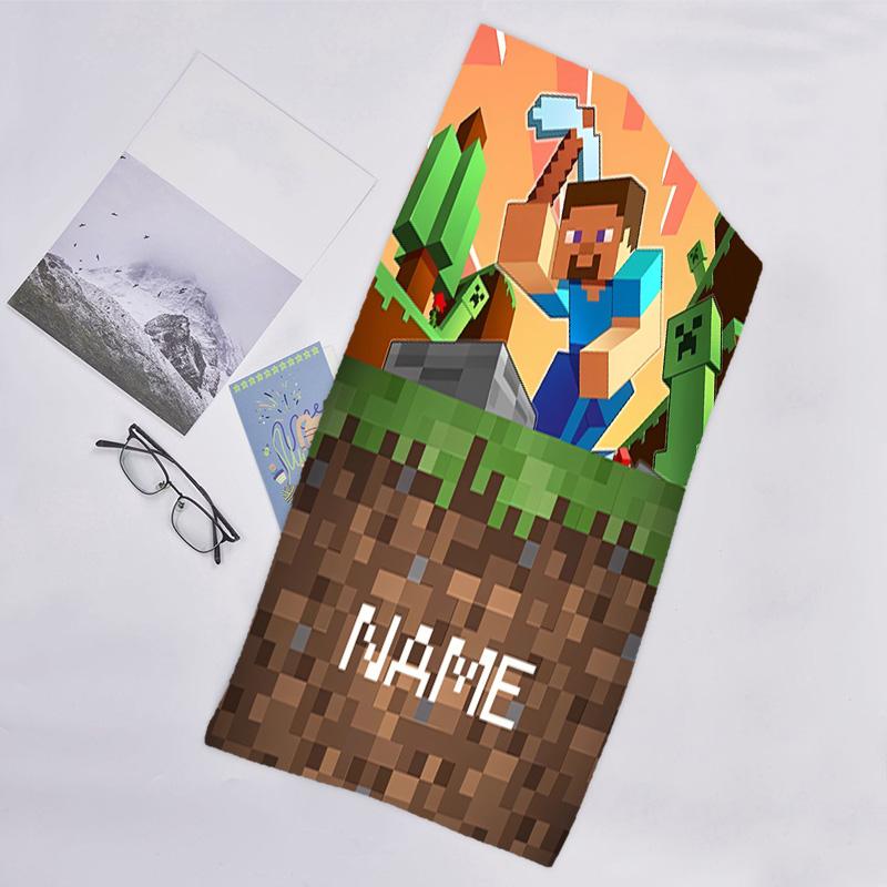 1pc Minecraft3 Beach Towel with Custom Name, Beach/Swimming/Bath/Picnic/Camping Towel, Suitable for Seaside Beaches