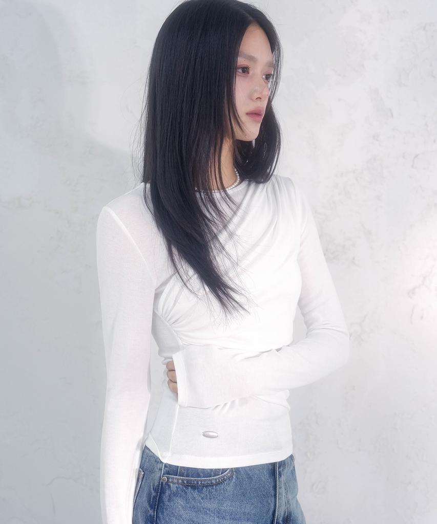 VIVACIOUS Briier Shirring Drape Tee_4 Colors