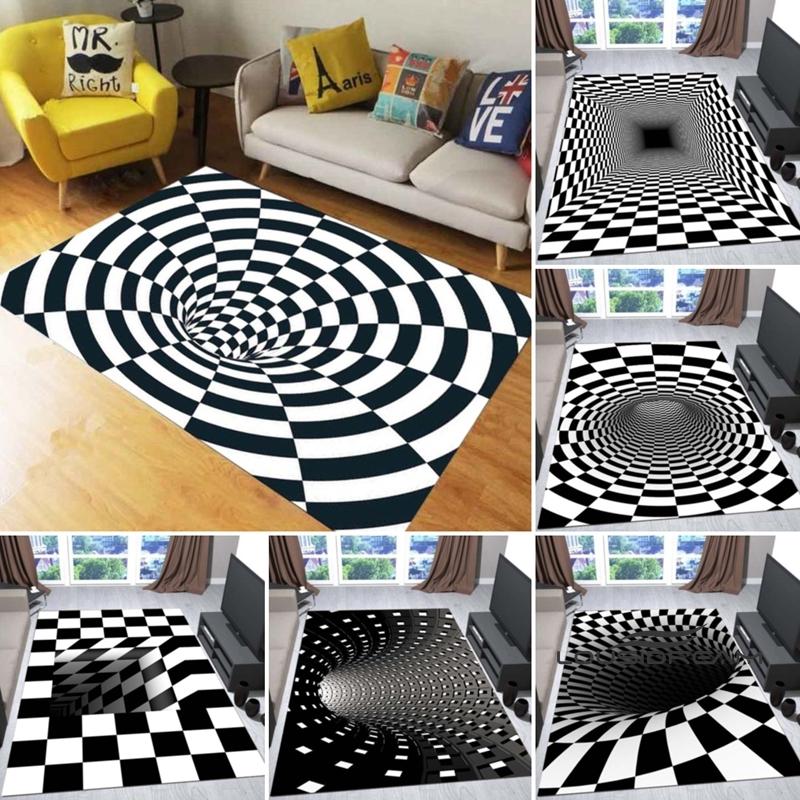 New3D Vortex Illusion Rug for Living Room, Home Decor, Sofa Table Large Area Rugs, Bedside Foot Mat Bedroom, Non-Slip Doormat