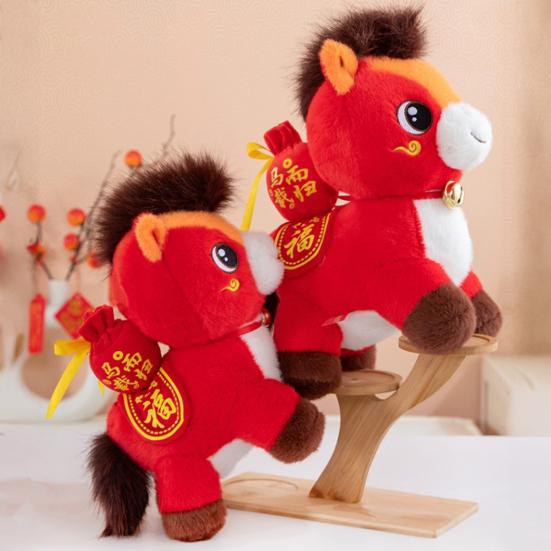 Кукла Лошадь Пони на Удачу Плюшевая Год Лошади Китайский Зодиак Плюшевая Фигурка Пони со Счастливым Значением