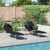 Sun Lounger 2 pcs Black 58 x 188 x 77 cm Polyester