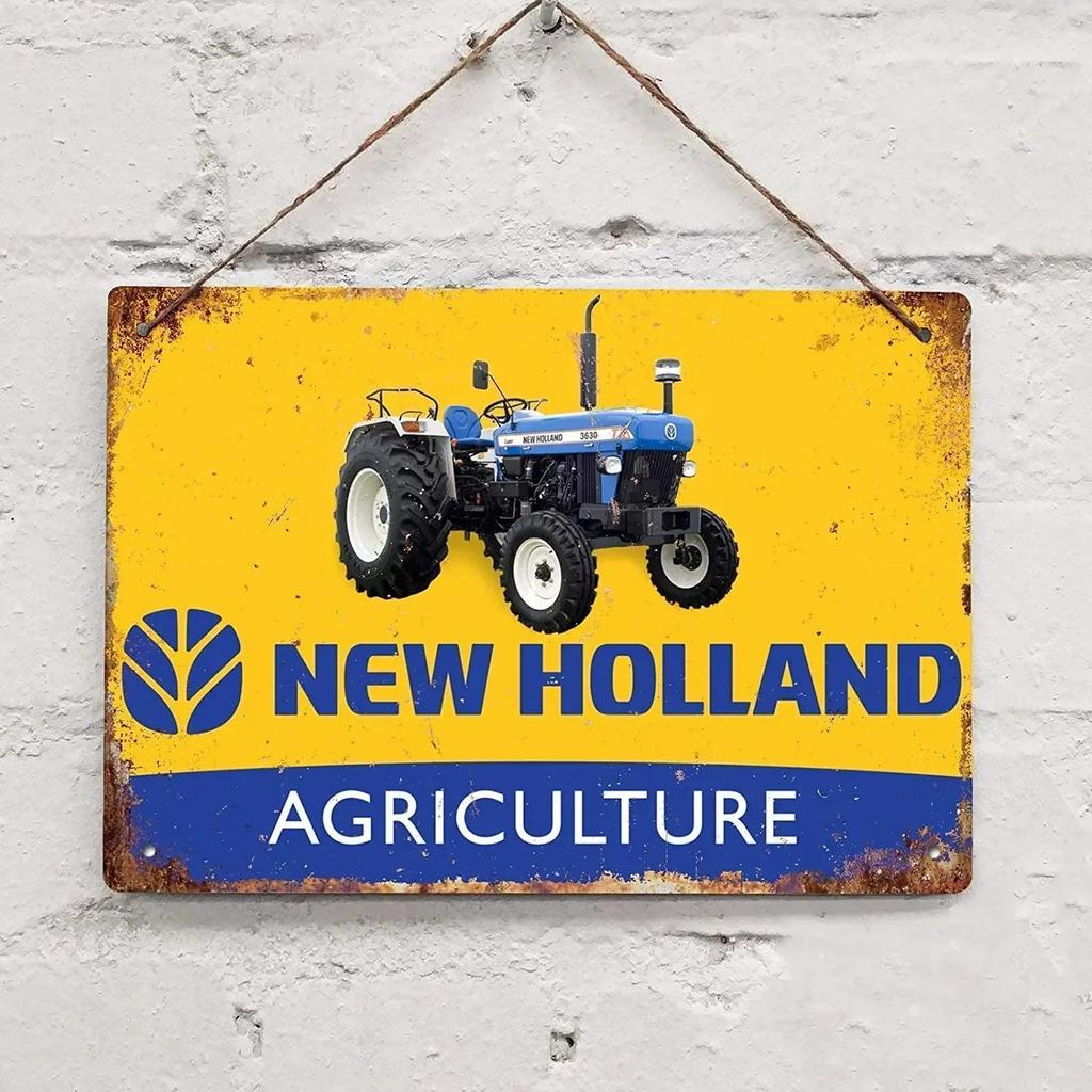 Винтажный знак на жестяной табличке с изображением трактора New Holland Ретро Декор для стены фермы Шэбби-шик Арт-постер Табличка Идеальный подарок для дома или офиса