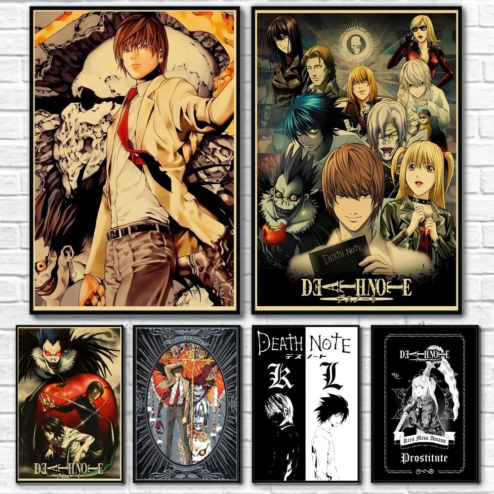 D-Death N-Note Япония Мультфильм Аниме Ретро Постер Липкое Настенное Искусство Печать Водонепроницаемый Дом Гостиная Спальня Бар Эстетический Декор