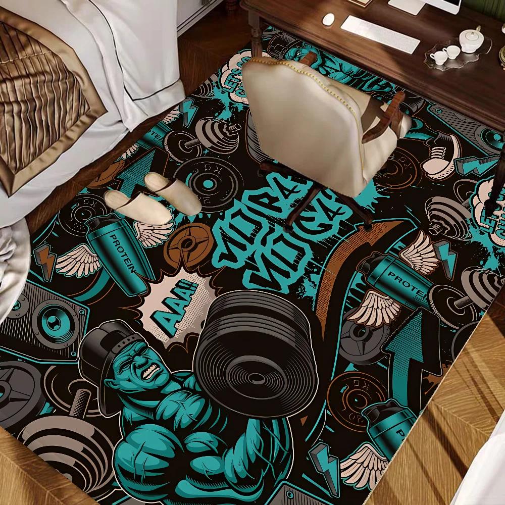 Powerhouse Gym Hallway Carpet Non-Slip Laundry Room Mat Laundry Decor Balcony Child Living Room Toilet Rug