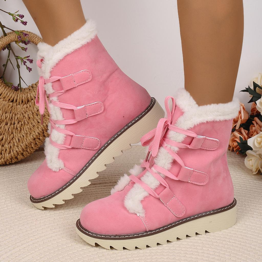 Fashion Women Fashion Flat Snow Boots Comfortable Strap Anti-slip Short Ankle Boots Winter New Round Designer Shoes Zapatos De Mujer