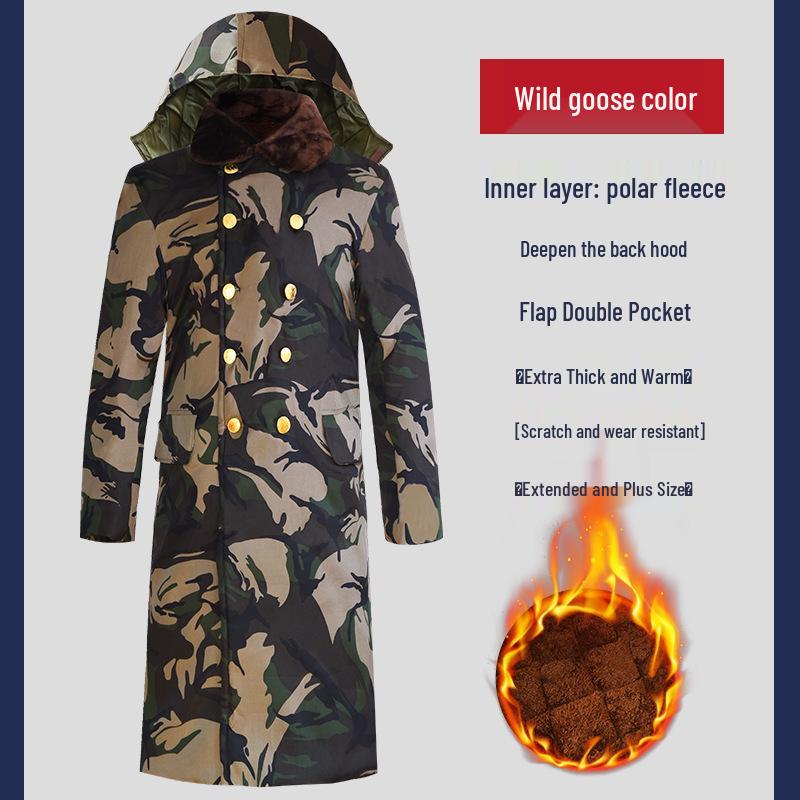 Men's Long Camouflage Cotton Coat - Warm, Thick, and Insulated for Cold Weather Protection