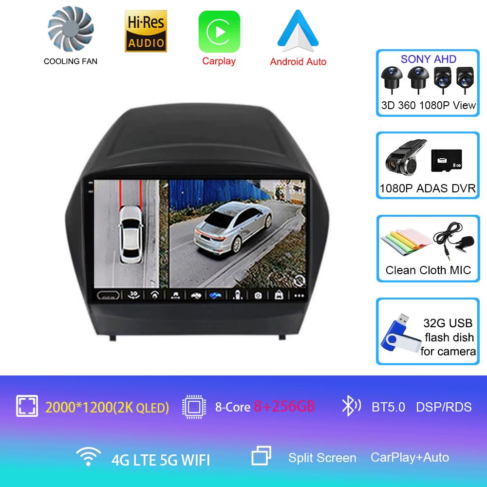 Автомобильный радиоприемник Android 14 Carplay Auto Multimedia Player для Hyundai Tucson 2 LM IX35 2009-2015 Автомагнитола GPS Стерео 2din Головное устройство