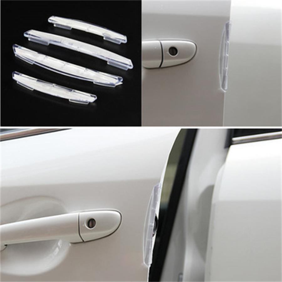 8 Pcs Black+Transparent PVC Universal Car Door Edge Scratch Anti-Collision Strip