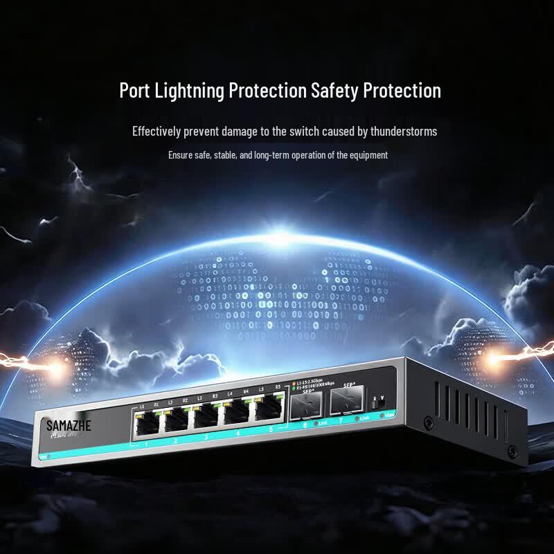 SAMZHE 5-портовый 2,5G сетевой коммутатор с двумя портами 10G SFP