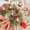 24 Pcs Christmas Tree Pendant Wooden Cartoon Hanging Ornaments Santa Snowman Dwarf Ornaments for Christmas Tree Home Party