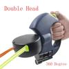 360 Degree Double Head Traction Rope Nylon Dog Reflective Leashes Automatic Retractable Puppy Traction Rope Dogs Outdoor Solid Walking Lead Pet Supply