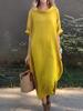 Spring hot sale large size casual loose round neck medium sleeve big swing long skirt style women's skirt
