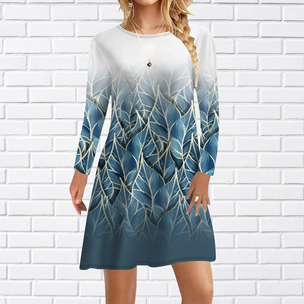 Женское повседневное платье, осеннее красивое белое платье с изогнутыми цветами и принтом для женщин, платье с коротким рукавом и круглым вырезом, большие размеры