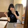 Short Black T-shirt for Women's New Summer Korean Style Slim Hot Girl Outfit Age-reducing Short-sleeved Top