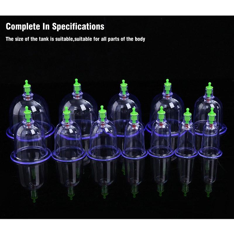 Бытовой набор для баночной терапии, вакуумный насос на присоске, ABS, толстые, 12 банок, баночные массажные чашки, акупунктурный массажер, уход за здоровьем