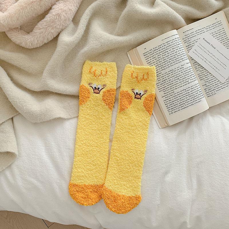 2 пары/лот женские зимние теплые пушистые носки для сна дома милые кавайные толстые флисовые носки с изображением животных