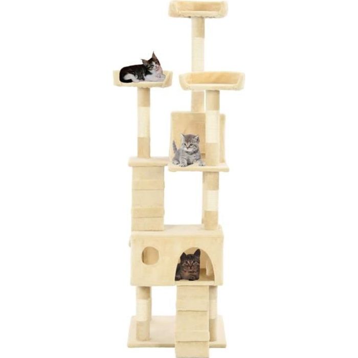 VidaXL Cat Tree with Sisal Scratching Posts 170 Cm Beige