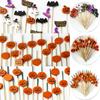 100Pcs Halloween Pumpkin Disposable Skewers Pumpkin Halloween Food Picks Buffet Fruit Fork Cake Dessert Sticks Happy Halloween