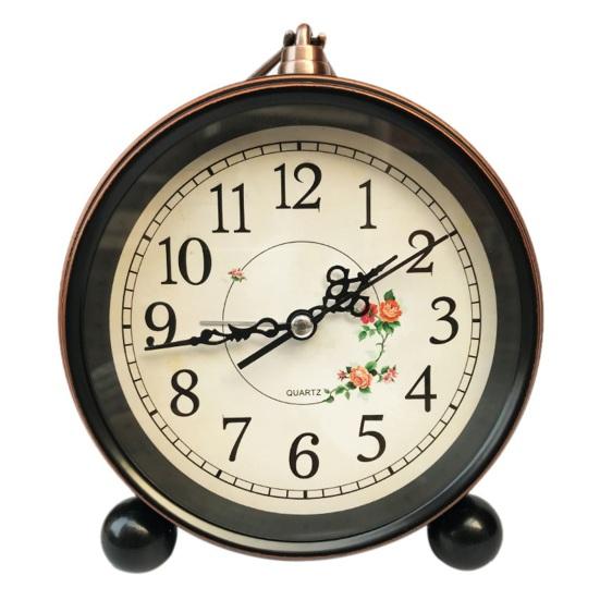 Винтажный металлический аналоговый будильник с большим дисплеем, бесшумный, работающий от батарейки, ретро-настольные кварцевые часы для спальни, подарок на день рождения для детей и студентов