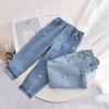 Girls Embroide Jeans Spring Baby Girl Casual Slim Jeans Autumn Kids Blue Long Pants Trousers Children's Clothes