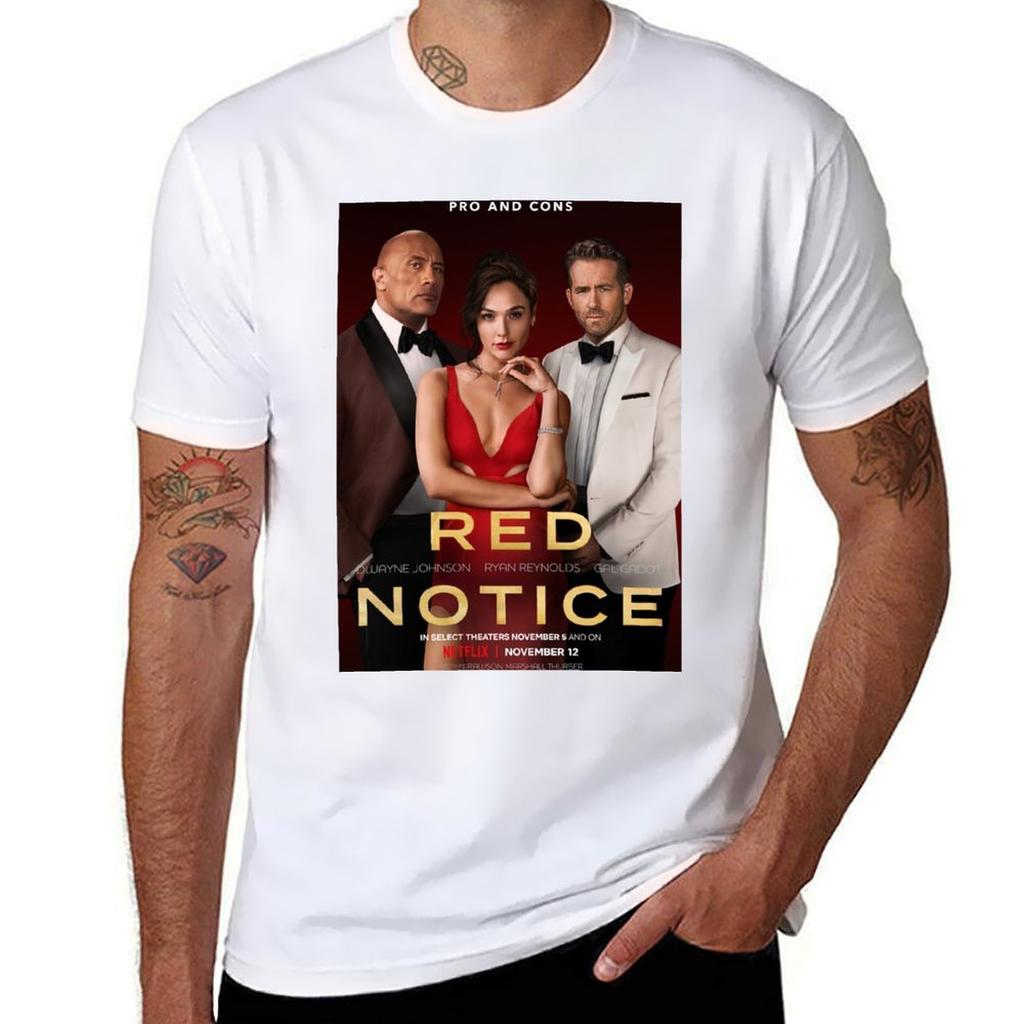 Poster Red Notice (2021) Tshirt Urban Casual Loose Fit Tee
