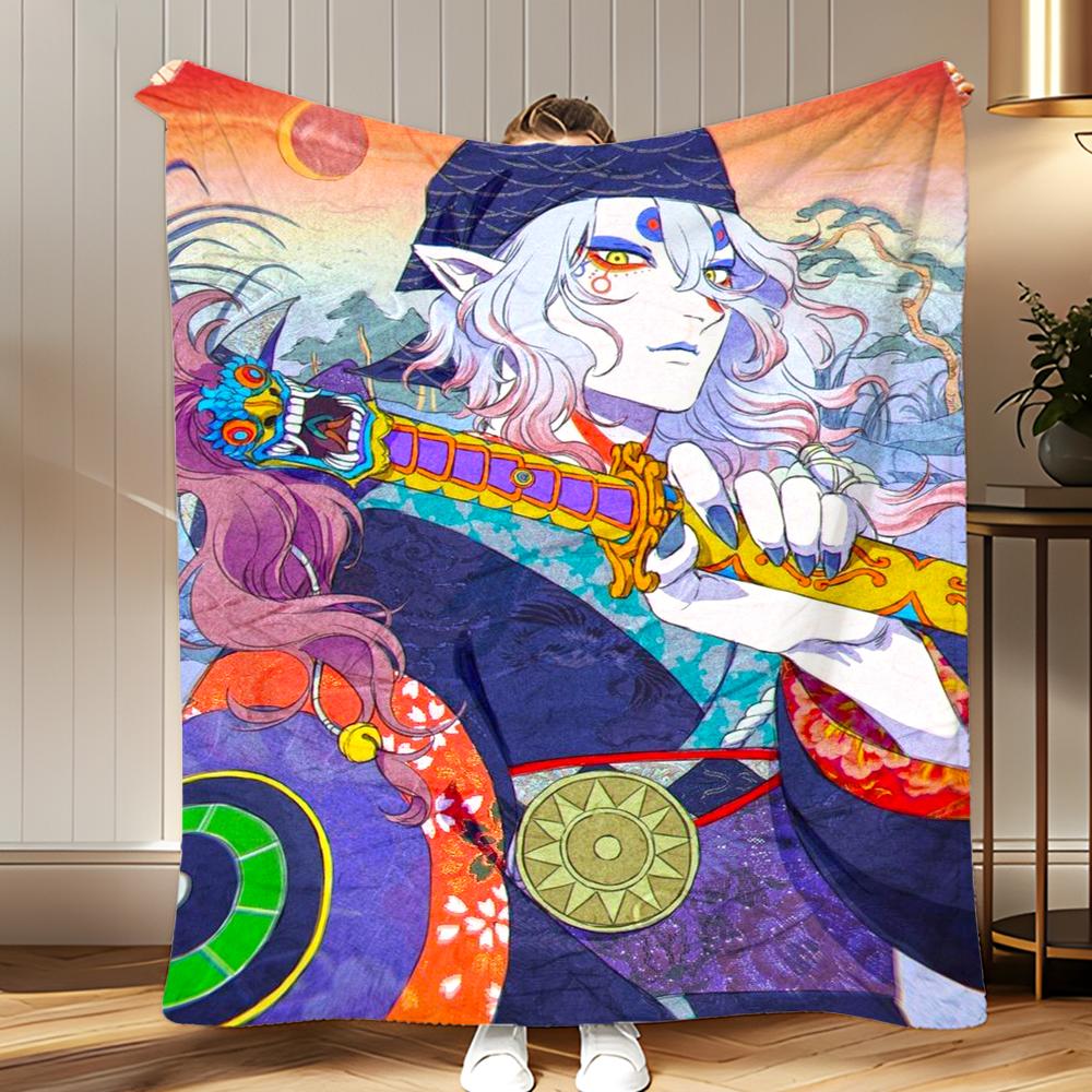 classic anime Mononoke Throw Soft Coral Fleece Blanket 310gsm Fluffy Warm Throw for Sofa Bed Couch Bedroom Decor