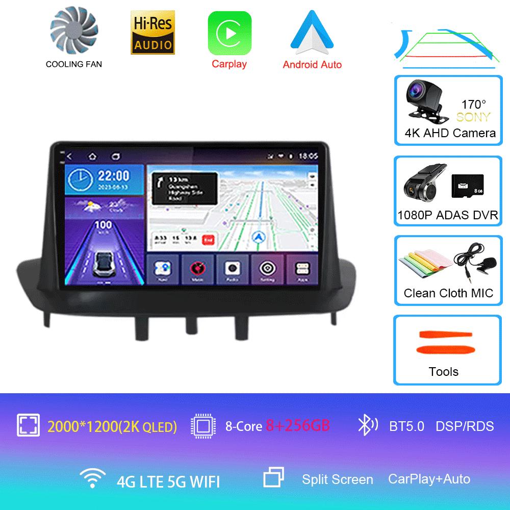 Автомобильное радио Android 14 для Renault Megane 3 Fluence 2008-2014 Мультимедийный видеоплеер Навигация Стерео DVD Carplay Головное устройство WIFI