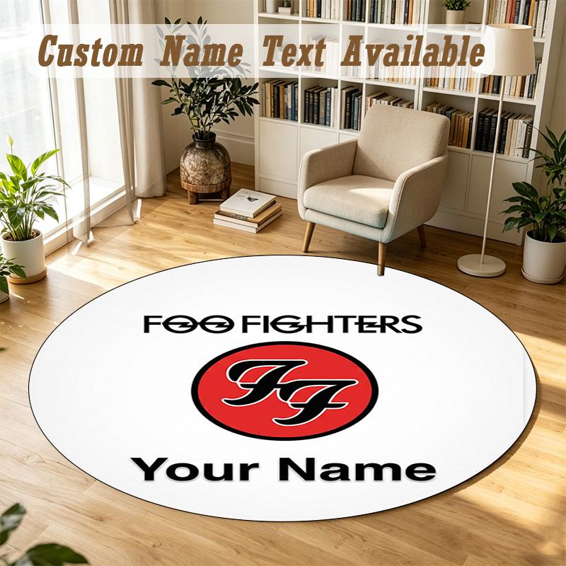 Foo Fighters Personalized Round Rug Support Custom Name, Soft Home Decor Mat