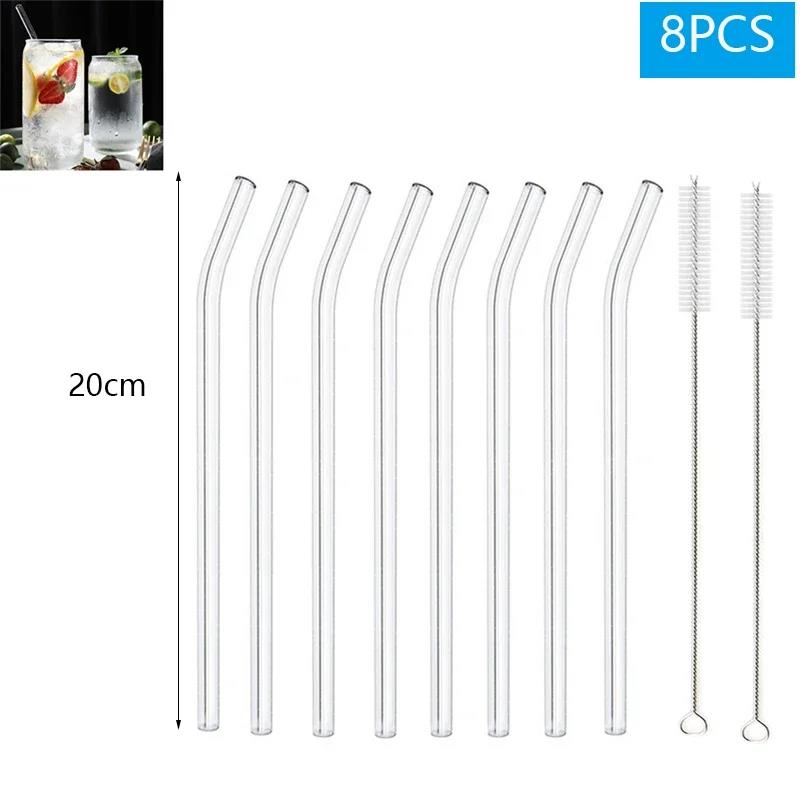 20-1Pcs Eco Friendly Glass Straws Reusable Drinking Metal Straw with Brushes Smoothies Milkshake Cocktails Party Bar Accessory Cup Holders 5