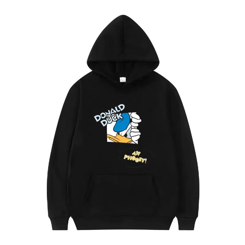 Disney Mickey Mouse Pattern Woman Fleece Casual Loose Black Autumn Tops Clothes Pullovers Ladies Cheap Hoodies Men Sweatshirts