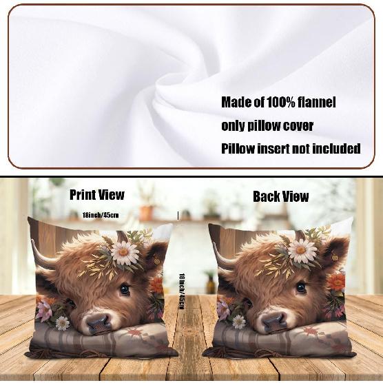 Cow Print Stuff 18x18 Pillow Cover, Throw Pillow Covers Set of 4, Cow Decorative Couch Pillows Protectors Cushion Case Pillowcases, Car Sofa Couch