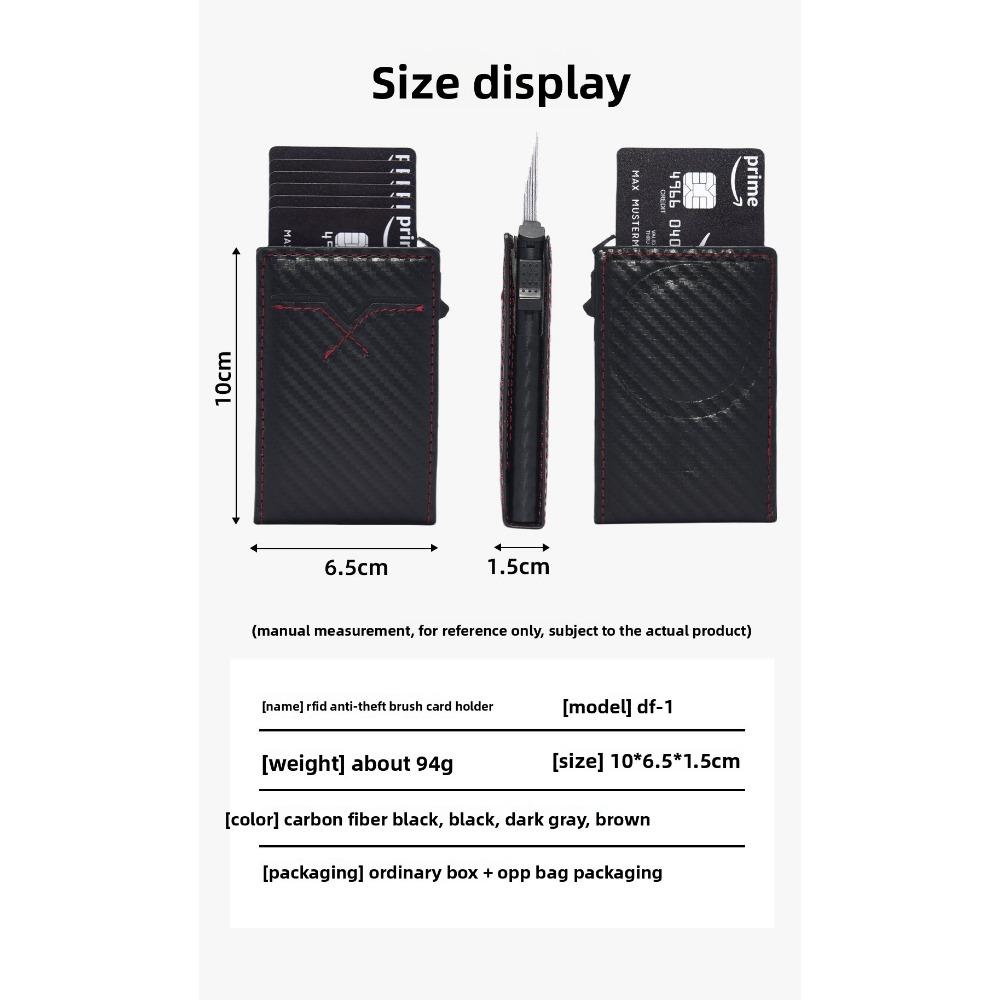 Wallet Carbon Fiber Pattern Flip Cover Metal Card Case Anti-degaussing Credit Card Bag Premium Sense