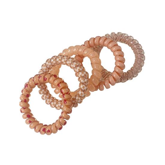 5Pcs Small Spiral Hair Coils High Elastic Ponytail Holder Women Adjustable Phone Cord Hair Ties Versatile Scrunchie Hair Accessories