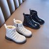 Children Fashion Casual Girls Boots Solid Color Glossy Waterproof PU Kids Short Boots Sewing Chic Elegant Princess Catwalk Shoes
