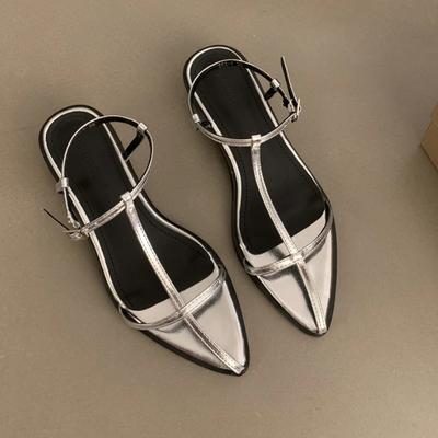 Элегантные босоножки на каблуке с острым носком, женские туфли на среднем каблуке с пряжкой, новая модная модель 2025 года, туфли-лодочки на массивном каблуке, летние сандалии для платья для женщин