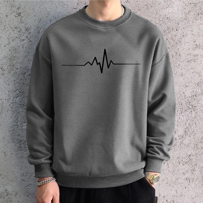 Men Oversized Graphic Sweatshirts Hoodied Korean Simplicity Printed Long Sleeve Cotton Hip Hop Sports Top Men Clothes Pullovers & Long Sleeves Men’s