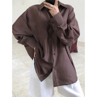 Летняя модная рубашка с солнцезащитным кремом для женщин, свободная, тонкая, слегка провисающая, прозрачная, с длинным рукавом