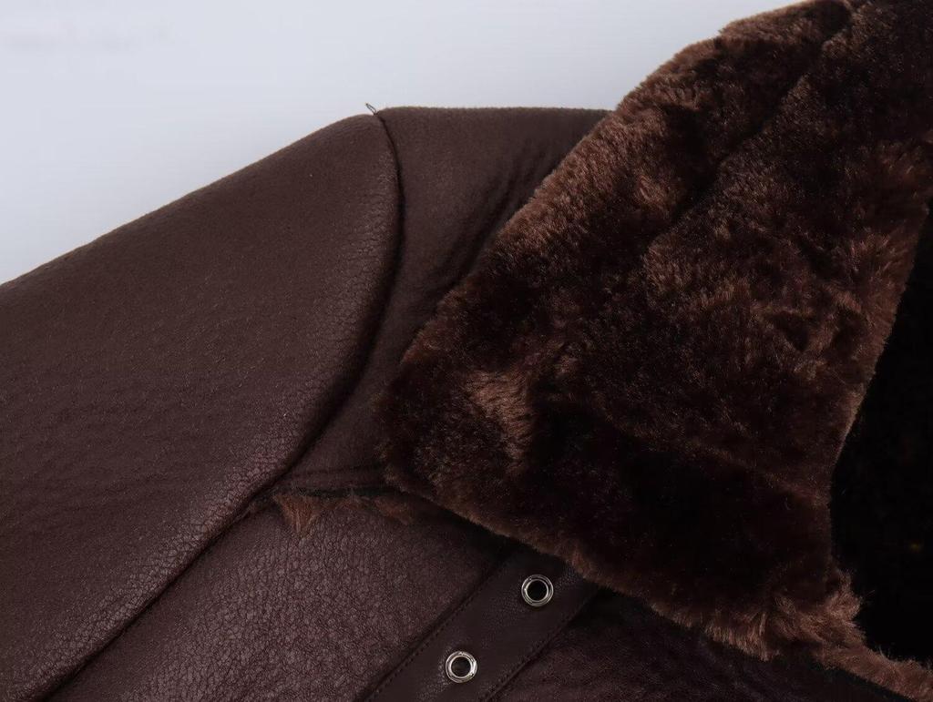 Женская двусторонняя дубленка в европейском и американском стиле, черная, осень 2024, стиль 2969241