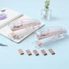 "Rose Gold Transparent Fashion Light Luxury Stapler for Office & Student - Labor-Saving 24/6 Binding Machine"