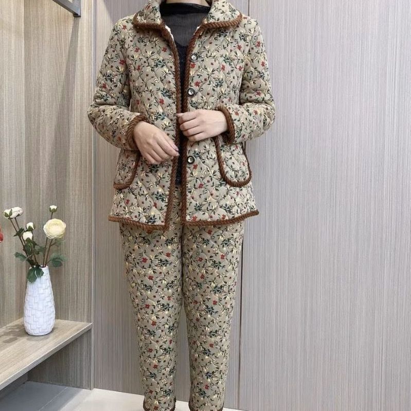 Женский зимний утолщенный теплый пижамный комплект, плюшевая одежда для сна с длинным рукавом, велюровый домашний комплект, одежда больших размеров