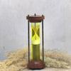 17.78 Cm Wood Brass Liquid Colored Sand Timer, Water Hour Glass, Handcrafted Yellow Timer for Coastal Style Living, Home Decor Gift