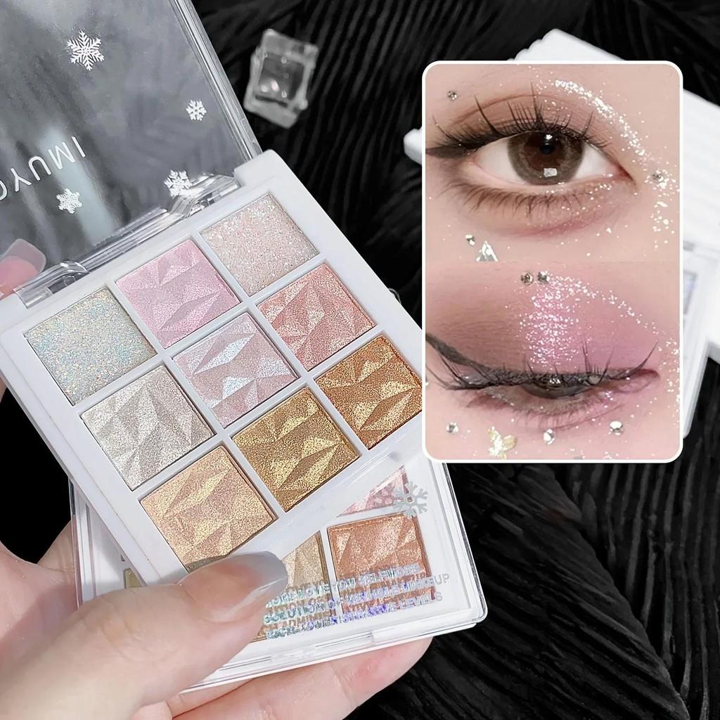 Девять цветов палитры теней для век с блестками Многофункциональная палитра теней для век Контурирующий набор Водостойкий стойкий набор Косметика на каждый день Модный макияж