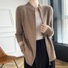 Women's Cashmere Cardigan Qinghe Cashmere 30% Cashmere 70% Wool Autumn and Winter Cashmere Cardigan Thickened Soft Warm