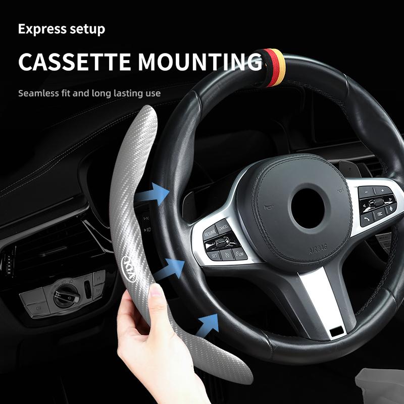 For KIA Carbon Fiber Steering Wheel Trim Non slip Durable Split Wheel Protector Stinger Optima Cerato Soul Venga Forte Spectra nvhs30