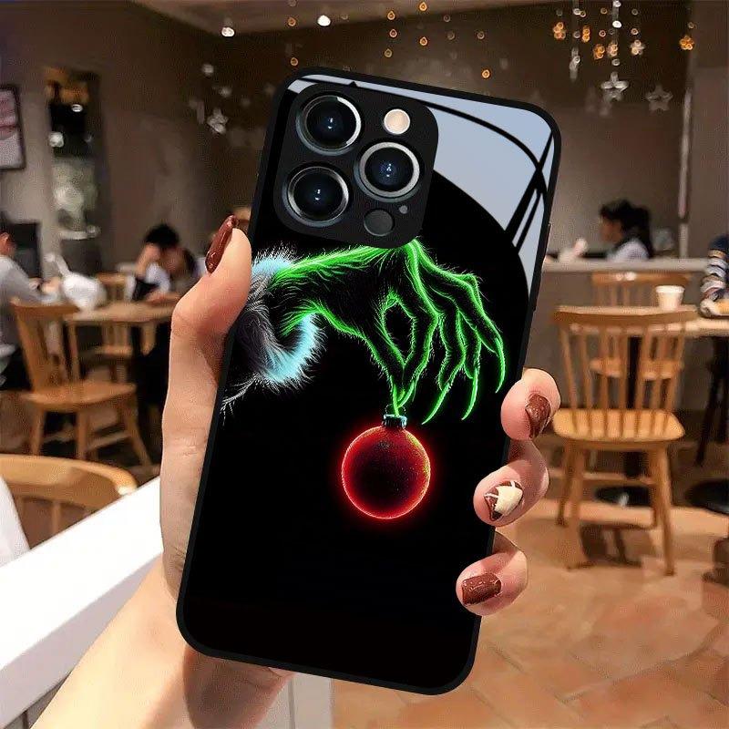 Creative Bizarre Hand Ball Pattern Glass Black Phone Case For iPhone 11 12 13 14 15 16 17 Pro Max 17Air 7 8 Plus XR XS X Cover