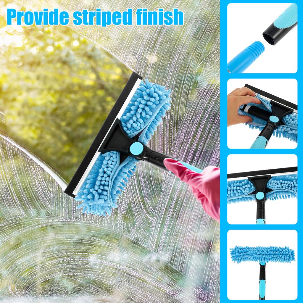 Window Cleaning Tool 2 In 1 Cleaning Squeegee Kit 35-59.5inch Scalable Cleaning Tool Rotatable Double Sides Glass Cleaner Mop