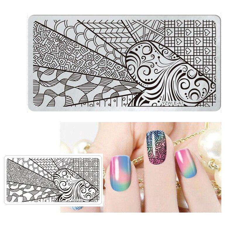 1 шт., прямоугольный шаблон для дизайна ногтей, 12X6 см, оригами, кружево, виноградная лоза, цветы, листья, дизайн изображений для девочек, DIY пластина для штампов для ногтей