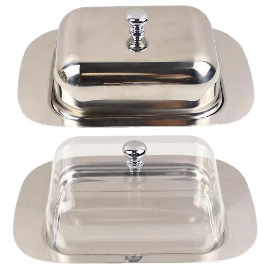 Stainless Steel Butter Box with Lid Airtight Butter Dish for Countertop Fridge Butter Keeper Tray for Cream Cheese