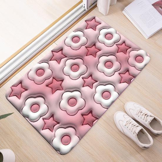 Напольный коврик с 3D-визуальным эффектом, быстросохнущий, 40x60 см, с цветочным узором, для ванной комнаты, противоскользящий