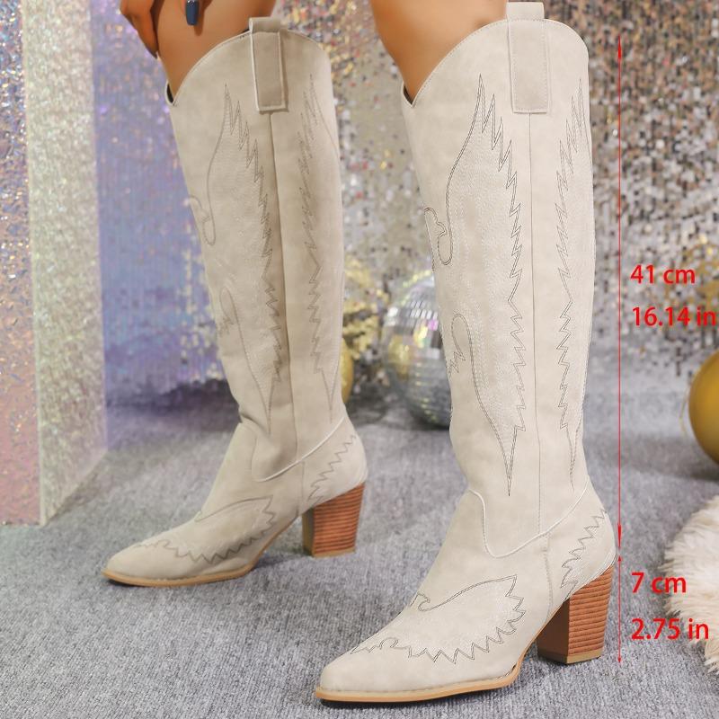 Зимние Ботильоны с Острым Носком на Высоком Блочном Каблуке, Большого Размера, Рыцарские Сапоги 2024, Модная Обувь для Женщин, Сапоги-чулки для Женщин, Botas De Mujer